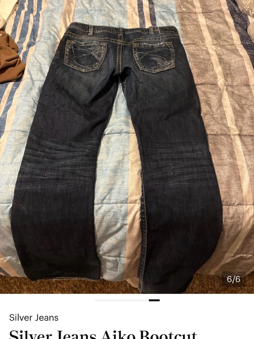 Silver Jeans Aiko Bootcut Jeans Women’s 30x33 Dark Wash Distressed Mid Rise - Picture 5 of 5